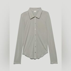 Wilfred Aritzia Pose Longsleeve Button Up Dusky Green Tencel 82760 Size S